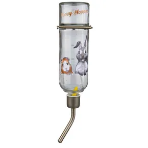 Poidło szklane Honey & Hopper z metalowym poidłem dla szynszyli i królików 500 ml